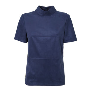 Suede Elegance Short Sleeve Blouse Blue