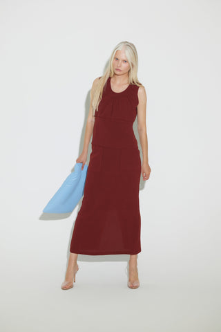 Summer Crinkled Sleeveless Top & Long Skirt Two-Piece Set - Terracotta - Julia Allert
