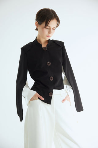Tailored Structured Cape Blazer Black - Julia Allert