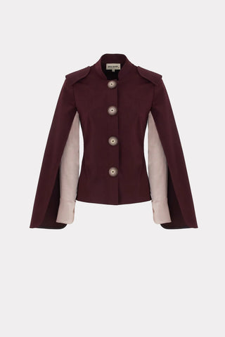 Tailored Structured Cape Blazer Burgundy - Julia Allert