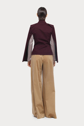 Tailored Structured Cape Blazer Burgundy - Julia Allert