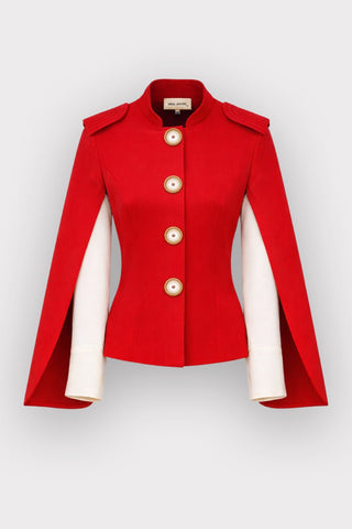 Tailored Structured Cape Blazer Red - Julia Allert