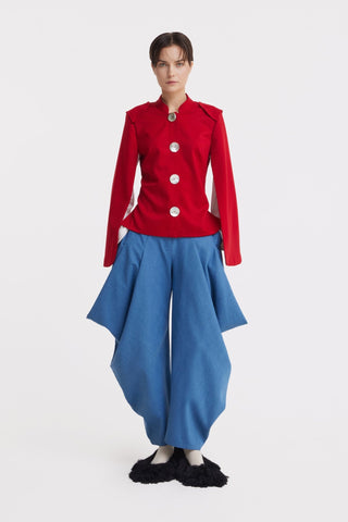 Tailored Structured Cape Blazer Red - Julia Allert