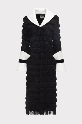 Textured Ankle-Length Cape-Style Trench - Black - Julia Allert