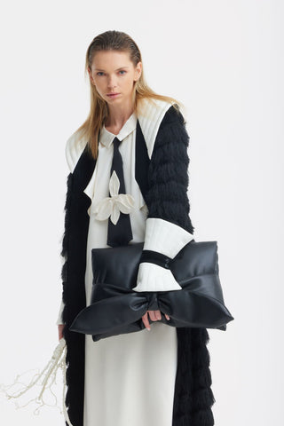 Textured Ankle-Length Cape-Style Trench - Black - Julia Allert