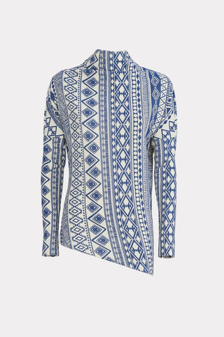 Textured Fabric Suit Asymmetric Blouse & Basic Skirt Printed - Julia Allert