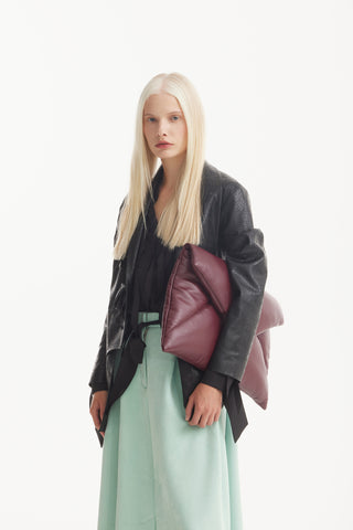 Faux Leather Envelope Clutch Bag Burgundy