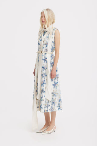 Textured Floral A-Line Midi Cocktail Dress - Julia Allert