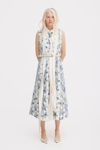 Textured Floral A-Line Midi Cocktail Dress - Julia Allert