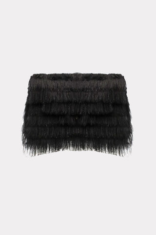 Textured Fringe Envelope Clutch Bag - Black - Julia Allert
