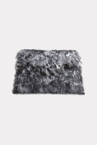 Textured Fringe Envelope Clutch Bag - Grey - Julia Allert
