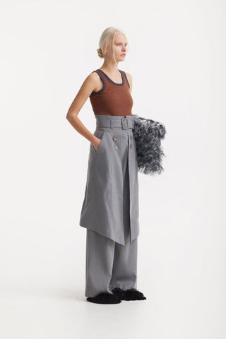 Textured Fringe Envelope Clutch Bag - Grey - Julia Allert