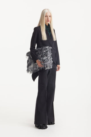 Textured Fringe Envelope Clutch Bag - Grey - Julia Allert