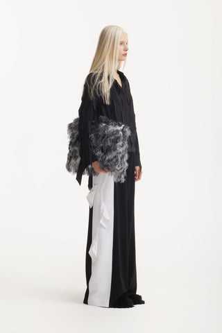 Textured Fringe Envelope Clutch Bag - Grey - Julia Allert