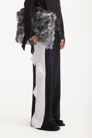 Textured Fringe Envelope Clutch Bag - Grey - Julia Allert
