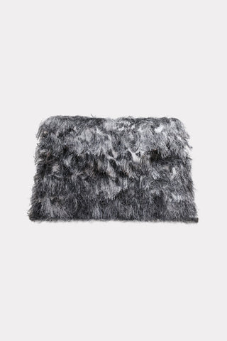 Textured Fringe Envelope Clutch Bag - Grey