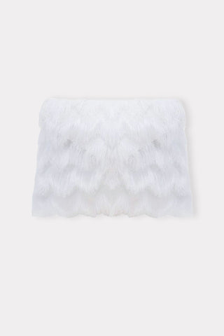 Textured Fringe Envelope Clutch Bag - White