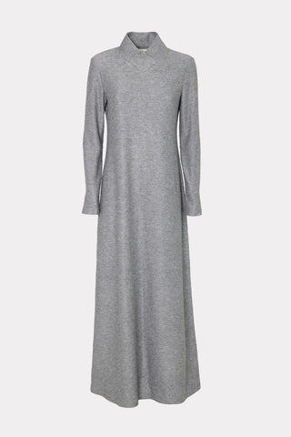 Textured Knit Floor-Length Long Sleeve Dress Grey
