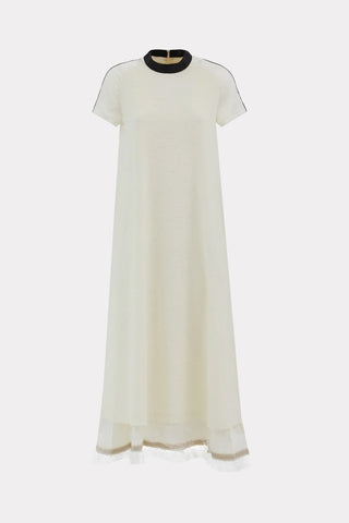 Textured Long A-Line Dress Ecru