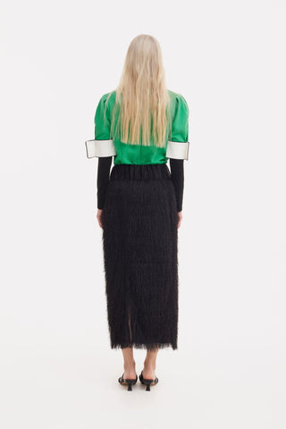 Textured Pile Column Midi Skirt – Black - Julia Allert