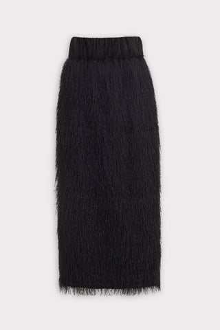 Textured Pile Column Midi Skirt – Black - Julia Allert