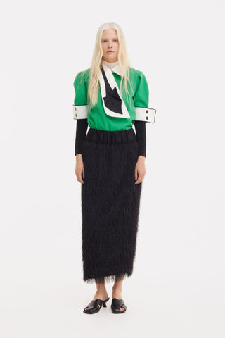 Textured Pile Column Midi Skirt – Black - Julia Allert