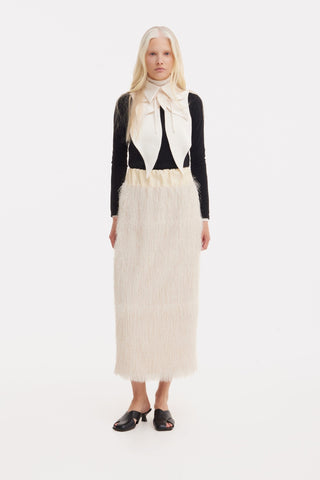 Textured Pile Column Midi Skirt – Ecru - Julia Allert