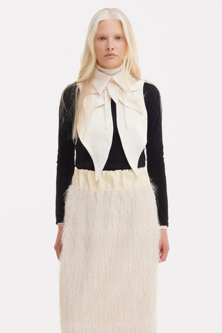 Textured Pile Column Midi Skirt – Ecru - Julia Allert