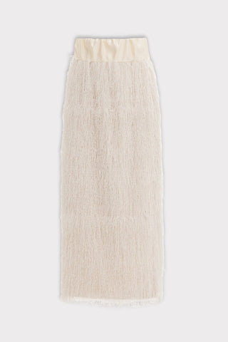 Textured Pile Column Midi Skirt – Ecru - Julia Allert