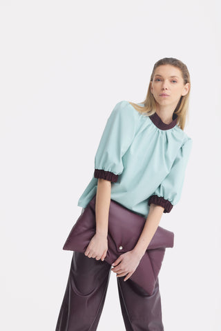 Faux Leather Envelope Clutch Bag Burgundy