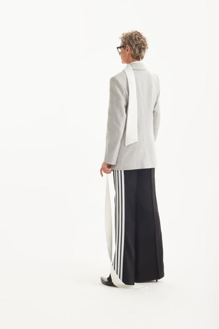 Timeless Longline Blazer With Notched Lapel Grey - Julia Allert