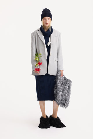 Limited Edition Virgin Wool Cable Knit Maxi Dress – Navy Blue