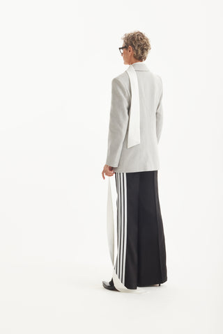 Timeless Longline Blazer With Notched Lapel Grey