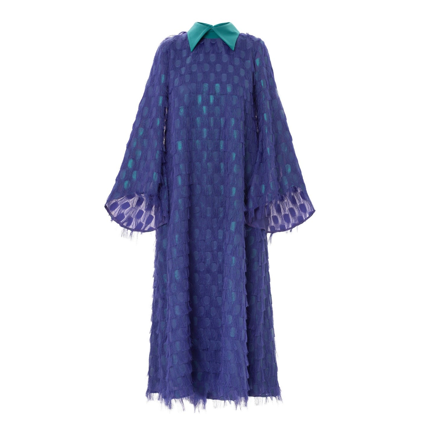 Maxi Longsleeve Dress With Fleecy Decor Blue