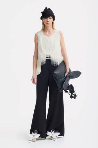 Statement Waist Wide-Leg Trousers – Black