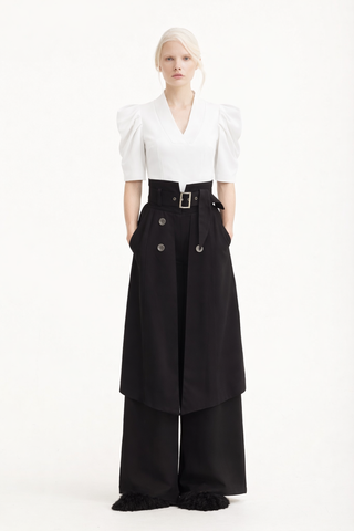 V-Neck Puff Sleeve Top - White