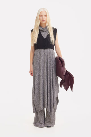 Two-Piece Set Knit Dress And Pants Grey Melange