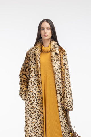 Demi-Season Animal Print Faux Fur Coat