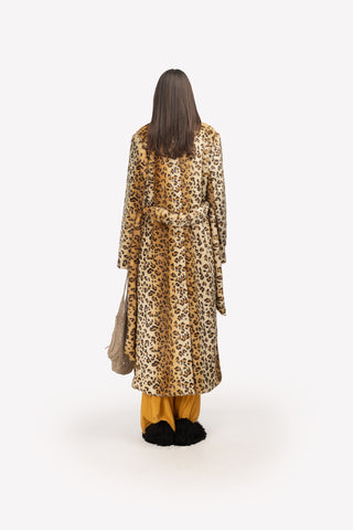 Demi-Season Animal Print Faux Fur Coat