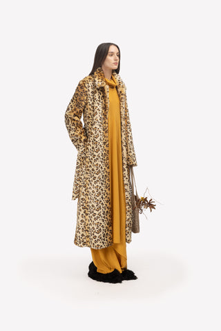 Demi-Season Animal Print Faux Fur Coat