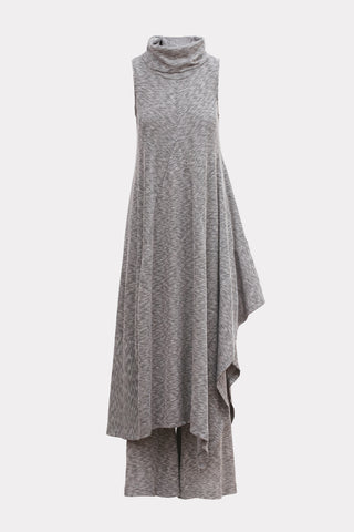Two-Piece Set Knit Dress And Pants Grey Melange