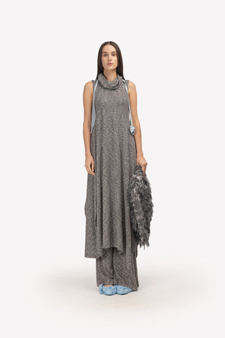 Two-Piece Set Knit Dress And Pants Grey Melange