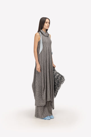 Two-Piece Set Knit Dress And Pants Grey Melange