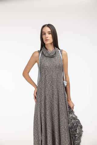 Two-Piece Set Knit Dress And Pants Grey Melange