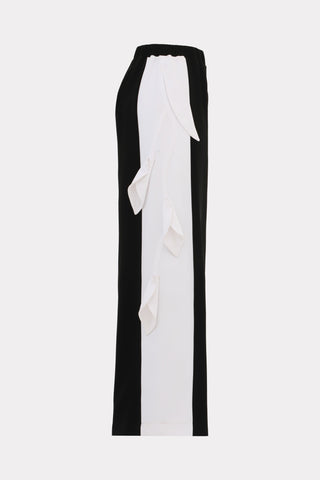 Designer Two-Tone Palazzo Trousers - Black White