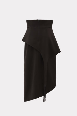 Unique Asymmetric Draped Skirt With Fringe Black - Julia Allert