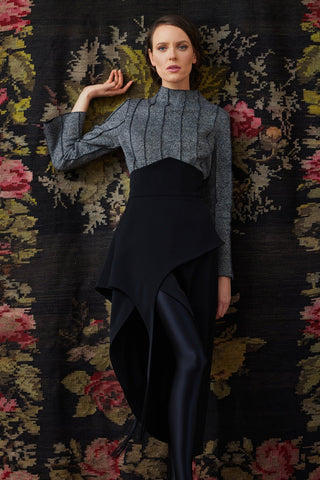 Unique Asymmetric Draped Skirt With Fringe Black - Julia Allert