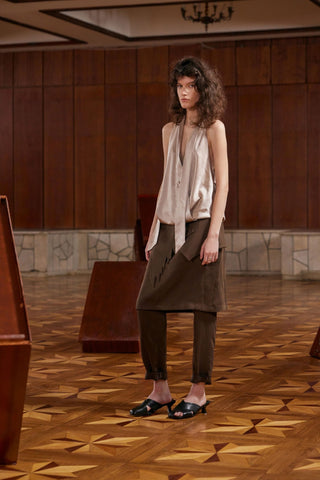 Unique Hybrid Satin Skirt-Pants Brown - Julia Allert