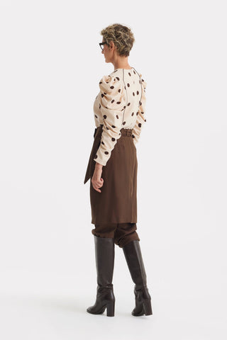 Unique Hybrid Satin Skirt-Pants Brown - Julia Allert