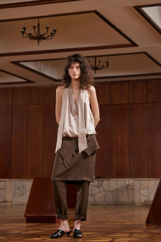 Unique Hybrid Satin Skirt-Pants Brown - Julia Allert